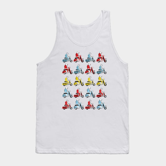 Retro Scooter, Classic Scooter, Scooterist, Scootering, Scooter Rider, Mod Art Tank Top by Scooter Portraits